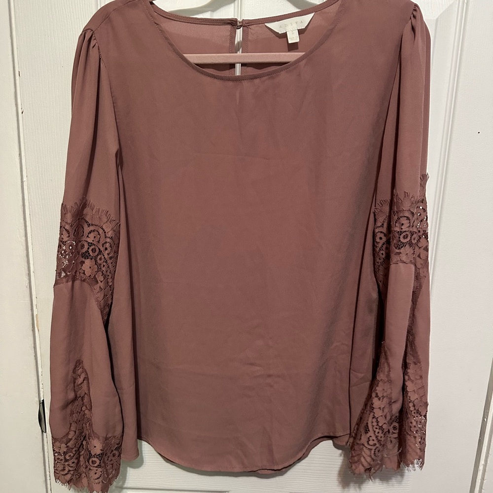 Adiva Purple and Pink Bell Sleeve Blouse